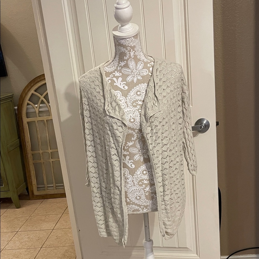 J. Jill Cream Open-Front Cardigan